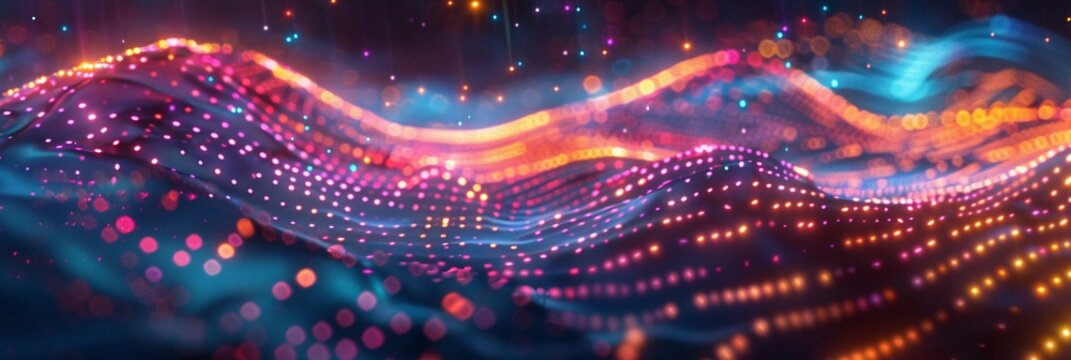 Futuristic abstract wallpaper with neon hues and dynamic shapes, resembling a digital universe