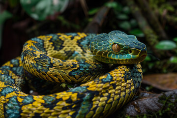 Obraz premium Popeia fucata: Viper Snake from Malaysia