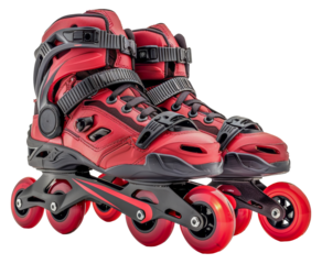 Red inline skates with black accents