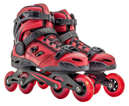 Red inline skates with black accents