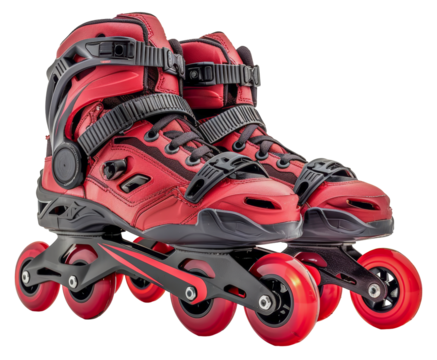 Red inline skates with black accents
