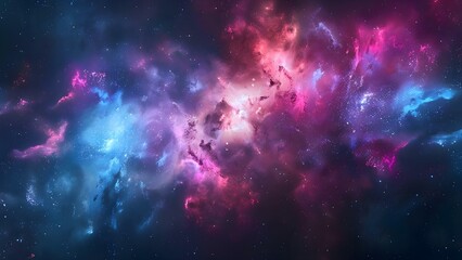 Vibrant Pink and Blue Abstract Cosmic Nebula: A Surreal Interstellar Phenomenon. Concept Galactic Photography, Abstract Art, Cosmic Exploration, Colorful Universe, Surreal Neblua