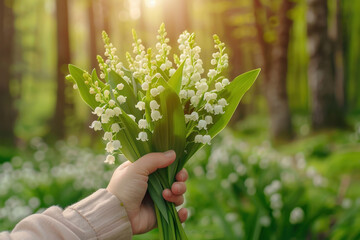 Freshly Picked Lily in Sunlight, Lily of the Valley celebration, 1st of May