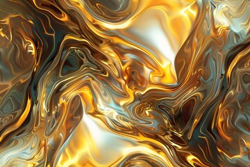 Abstract psychedelic wallpaper in gold and vibrant colors, evoking a sense of luxury and extravagance - obrazy, fototapety, plakaty