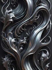 Wavy and curvy black and white, dark gray lines abstract industrial concept background.