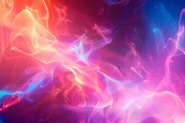 Vibrant abstract background with pulsating neon lights and morphing shapes, immersing the viewer in an enchanting world - obrazy, fototapety, plakaty