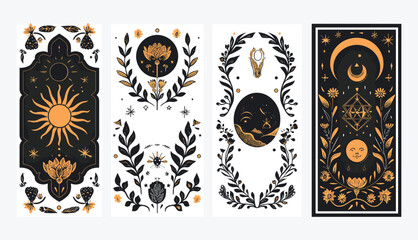 自由奔放に生きる神秘的なポスター、魔法、トレンディーなボヘミアン スタイルの良い雰囲気。コピースペース