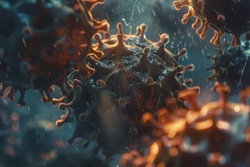 Illustration of Infectious Microbe. Generative AI.