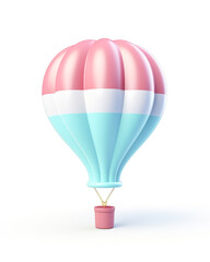 Fototapeta premium 3D balloon for flight, children's cartoon style, delicate pastel colors, on a white background сreated with Generative Ai