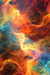 Fototapeta premium Explore an ethereal dreamscape where abstract forms mingle with the mesmerizing dance of fire