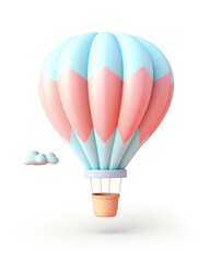3D balloon for flight, children's cartoon style, delicate pastel colors, on a white background сreated with Generative Ai
