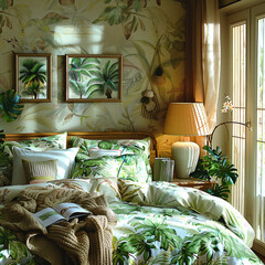 interior of the house - bedroom in jungle look