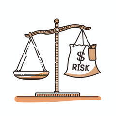 illustration af a symbolic image of a a scale that weighs risk against profit