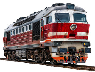 Modern diesel locomotive on railway