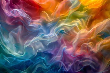 Dive into a mesmerizing abstract rainbow where colors dance in harmony with ethereal forms - obrazy, fototapety, plakaty