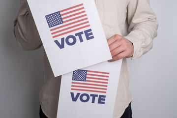 Vote! United States flag. Presidential Election in USA. Vote day in November. US Election....