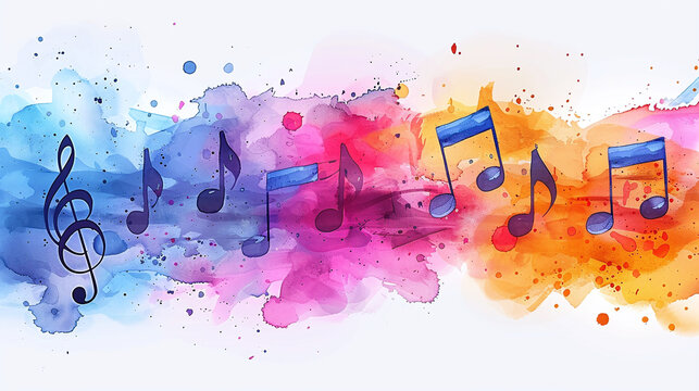 abstract colorful background with sheet music
