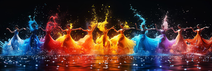 splash paint dancing, Abstract dancers Background, liquid texture, Wall Art Design for Home Decor,...