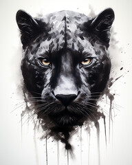 graphic pencil drawing of the face of a beautiful black panther сreated with Generative Ai