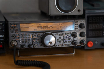 Radio equipment with an orange display.