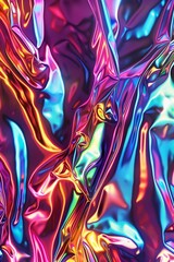 Abstract chrome wallpaper with swirling neon lights and vibrant colors, creating a dynamic visual experience