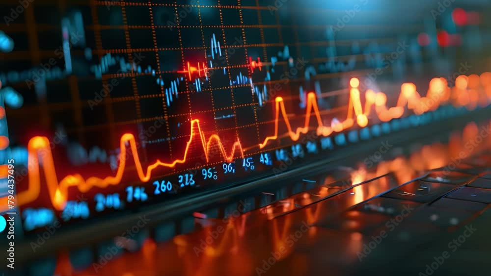 Poster Close-Up View of Stock Market Data on a Computer Monitor
