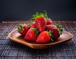 Fresh strawberry on a wooden table. Fruits and summer berries illustration