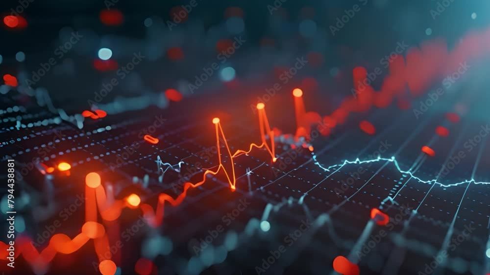 Poster Blue and Red Background With Line Graph
