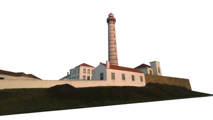 lighthouse on the hil, png element on transparent background. For graphic design