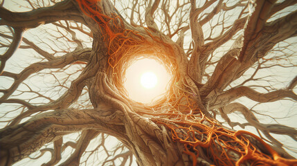 tree with roots - obrazy, fototapety, plakaty
