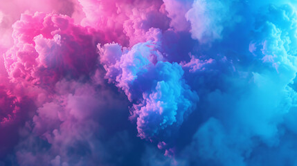 Spectacular image of blue and bright pink smoke