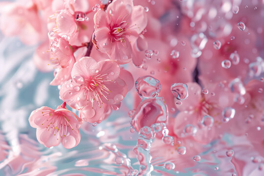 Floating pink flowers in water floral 8k wallpaper background