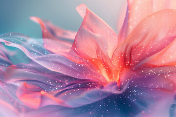 Close up of delicate fantasy pink flower with water droplets floral 8k wallpaper background