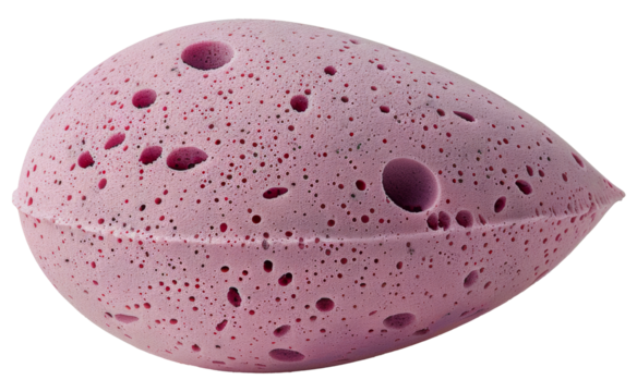 Pink elliptical foam sponge with varying pore sizes