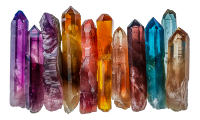 Rainbow colored crystal line up
