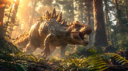 A dinosaur in the forest hd wallpaper 8k  