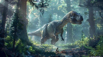 A dinosaur in the forest hd wallpaper 8k  