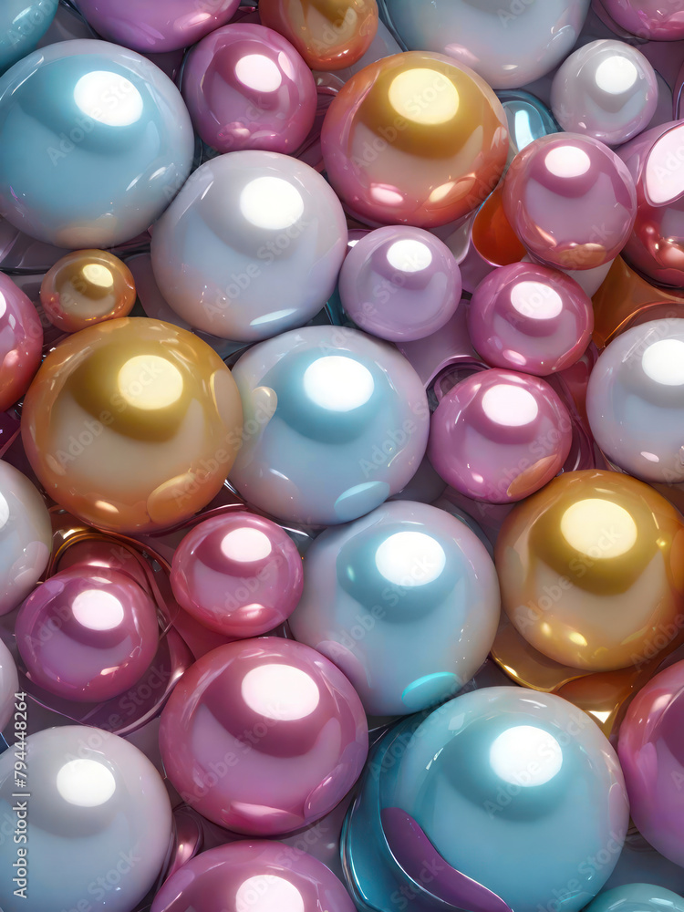 Aufkleber Abstract shiny 3d rendered glossy round shapes background.