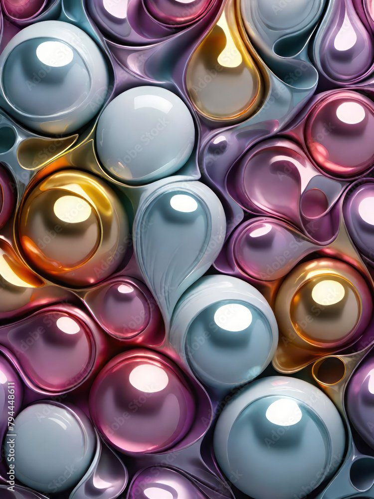 Aufkleber abstract shiny 3d rendered glossy round shapes background.