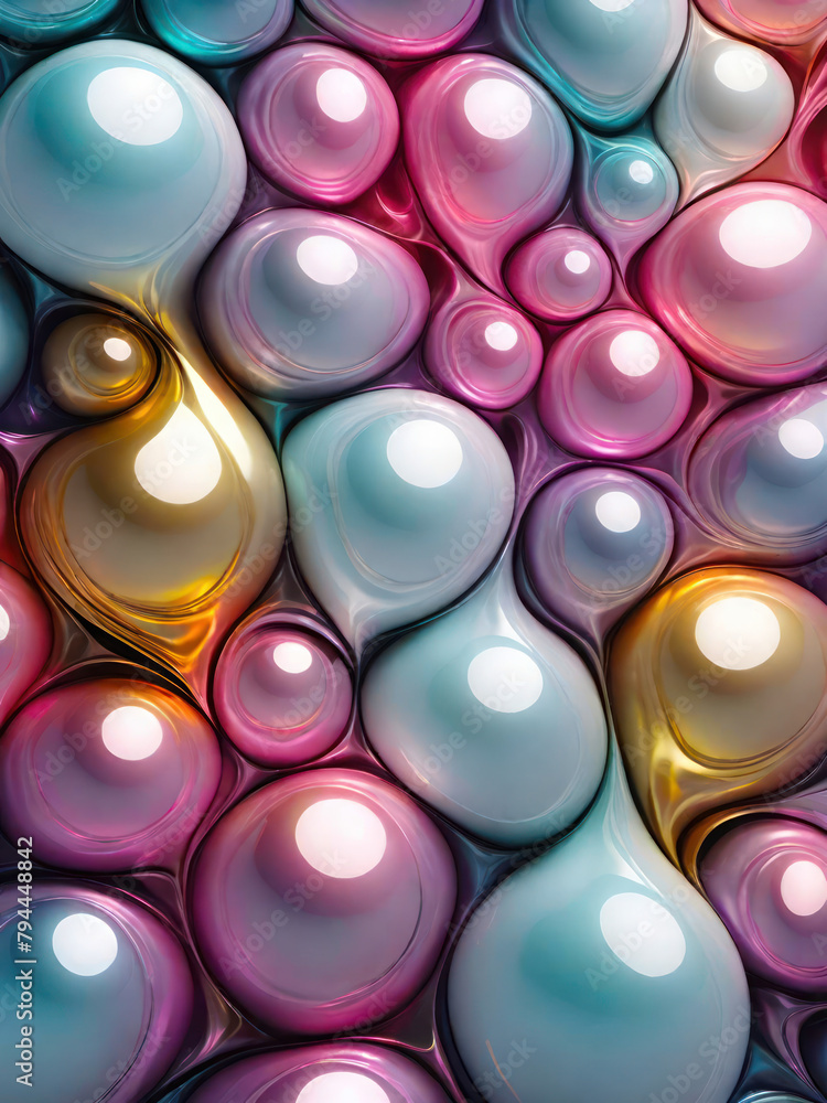 Aufkleber Abstract shiny 3d rendered glossy round shapes background.