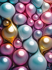 Abstract shiny 3d rendered glossy round shapes background.