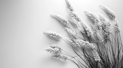 Naklejka premium A collection of web banner templates featuring wheat ears or spikelets on white backgrounds. Food crop, cultivated plant, monochrome realistic modern illustration for natural products promotion.