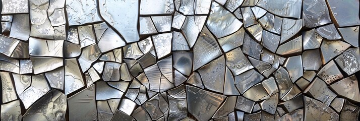 Discover the enigmatic allure of abstract metal mosaics, where fragmented reflections converge into mesmerizing patterns - obrazy, fototapety, plakaty