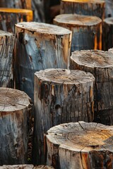 Discover an abstract wilderness of wood stumps, where textures and colors merge in harmony