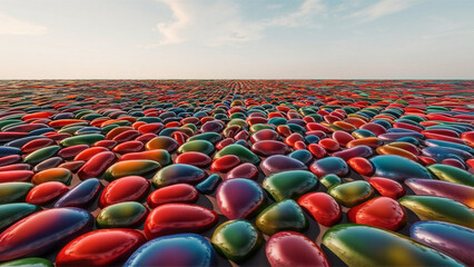 Obraz premium Abstract background of multi-colored stones lying tightly together.
