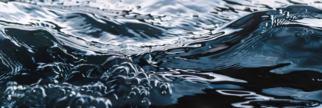 Witness the dynamic interplay of light and shadow in abstract water compositions, where shimmering surfaces and dark depths create a captivating contrast