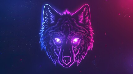 A logo of wolf with neon lights  16