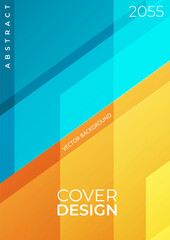 Light blue and yellow abstract modern vertical background with geometric shapes. Trendy modern vector cover design for brochure, flyer, vertical banner, poster, book, booklet or annual report.