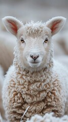 Obraz premium A close up of a sheep with frost on its face, AI