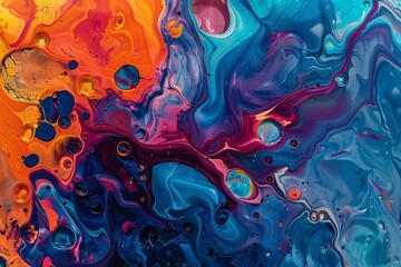 Immerse yourself in the vibrant colors of abstract water art, where bold hues and fluid shapes merge to create a stunning visual masterpiece - obrazy, fototapety, plakaty